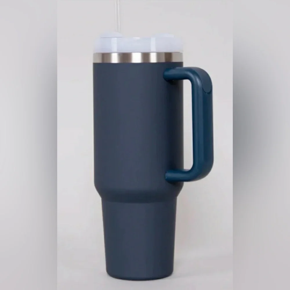 40 OZ Adventure Travel Tumbler Insulated Cup Handle Lid Straw, Stormy Blue - Picture 1 of 8